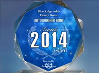 Blue Ridge Adult Family Home 2014 award emblem statue made of crystal.