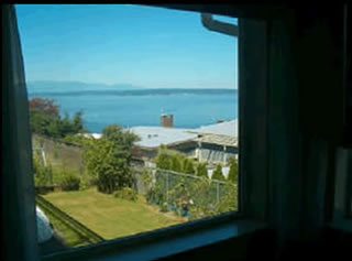 Bedroom view of Puget Sound water.