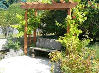 Courtyard sitting benches.