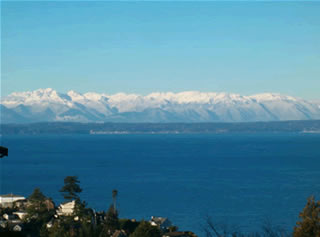 Puget Sound and Olympic Mountain view.